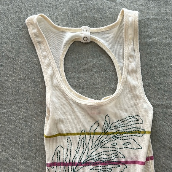 Vintage Intimately Free People Cream Ribbed Stripe Tank Top S - Picture 2 of 7